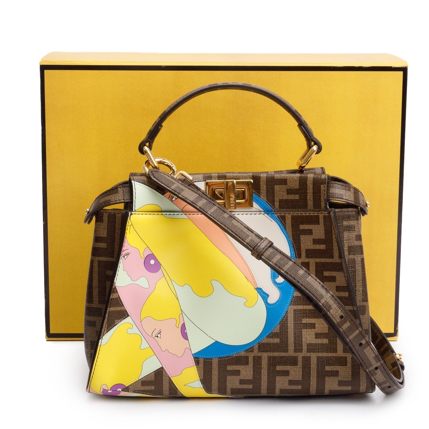 Fendi Antonio Lopez Ff Zucca Print Inlay Peekaboo Canvas Mini Travel Bag