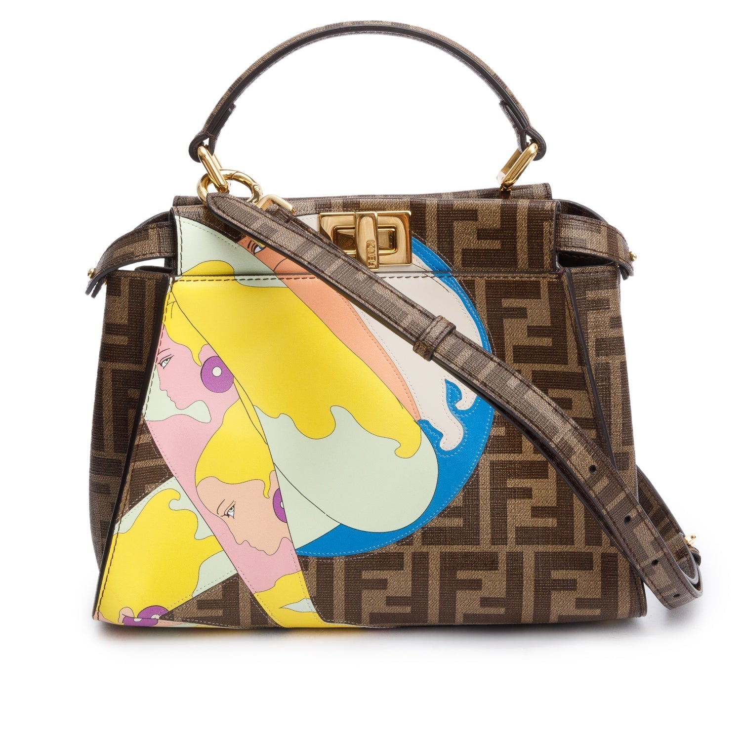 Fendi Antonio Lopez Ff Zucca Print Inlay Peekaboo Canvas Mini Travel Bag