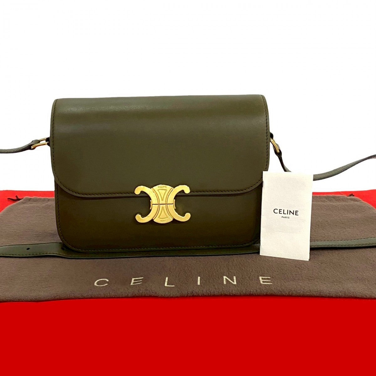 Shoulder Bag Khaki Classic Triomphe Women Leather