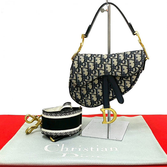 Dior Shoulder Bag , Navy Trotter Pattern Oblique Leather Canvas