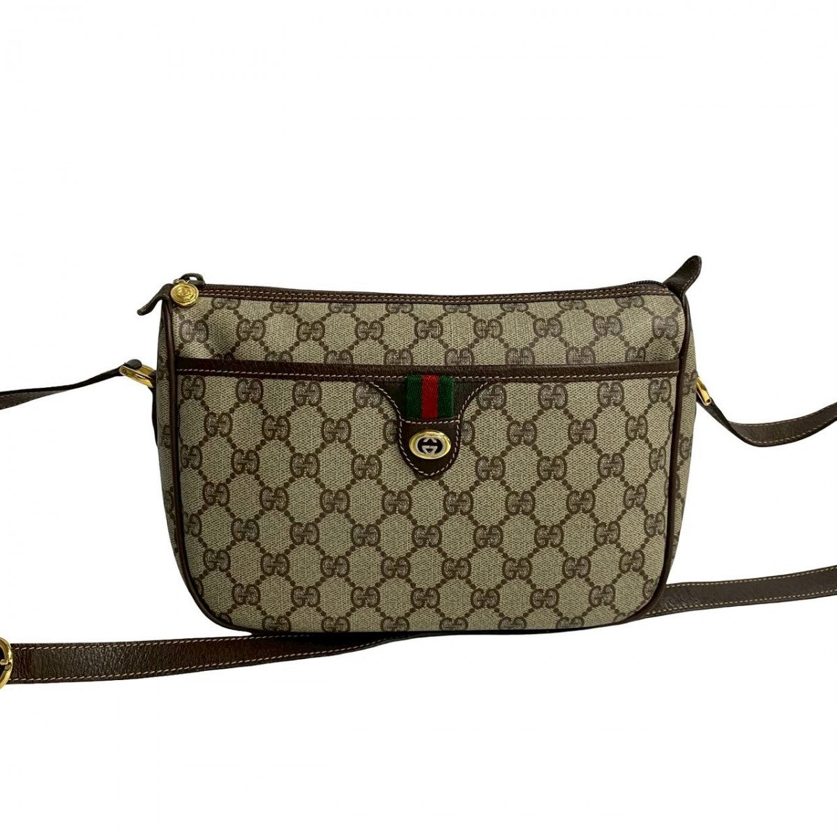 Gucci GG Leather Brown Logo Shoulder Bag 2