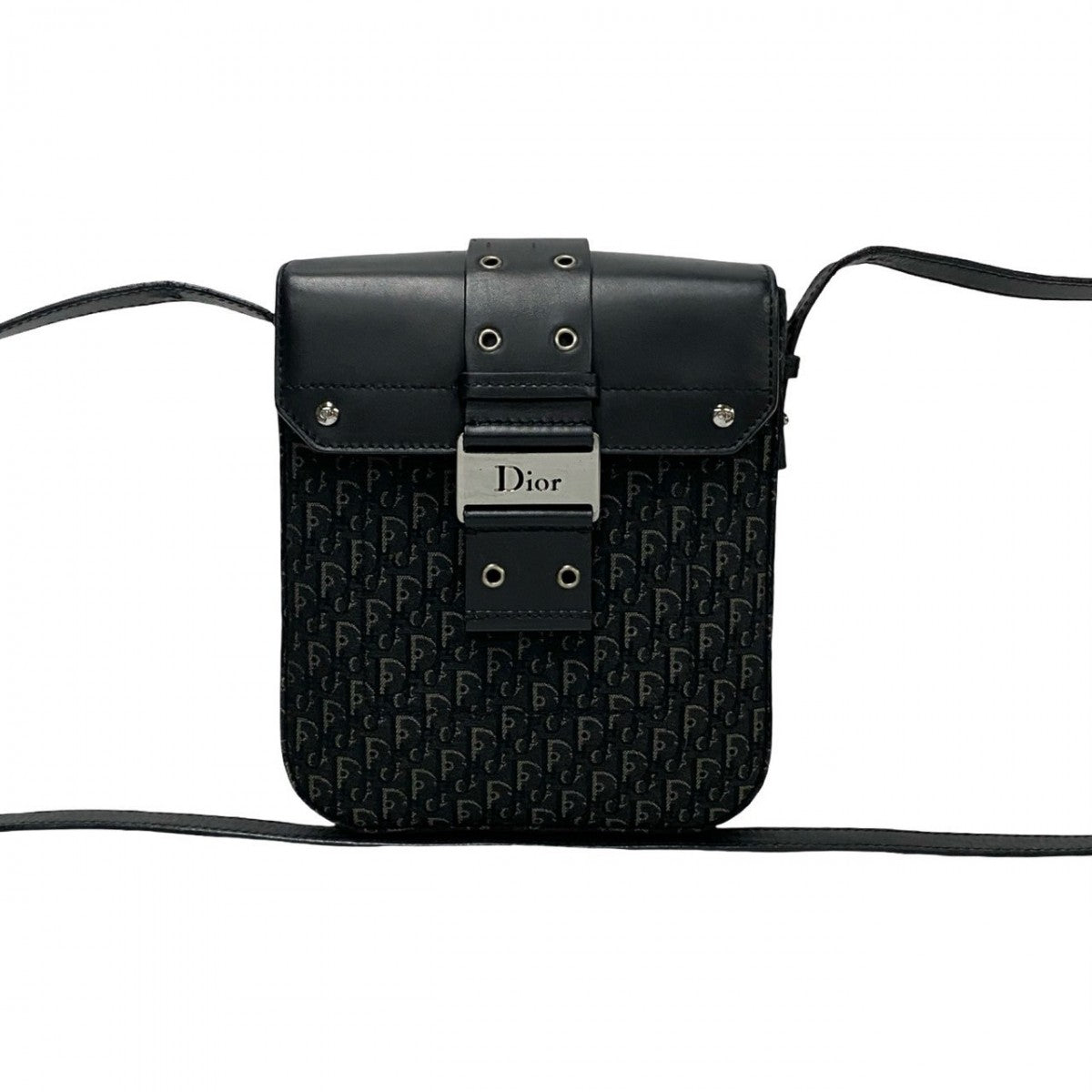 Dior Shoulder Bag , Trotter Pattern Logo Metal Leather Canvas