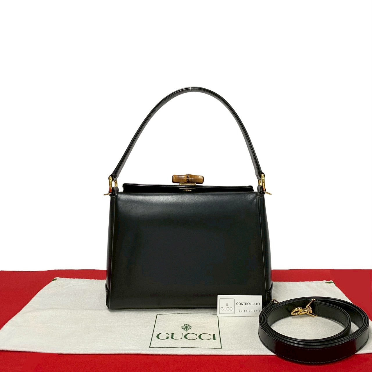 Gucci Bamboo 2Way Handbag Leather Travel Bag Handbag 12