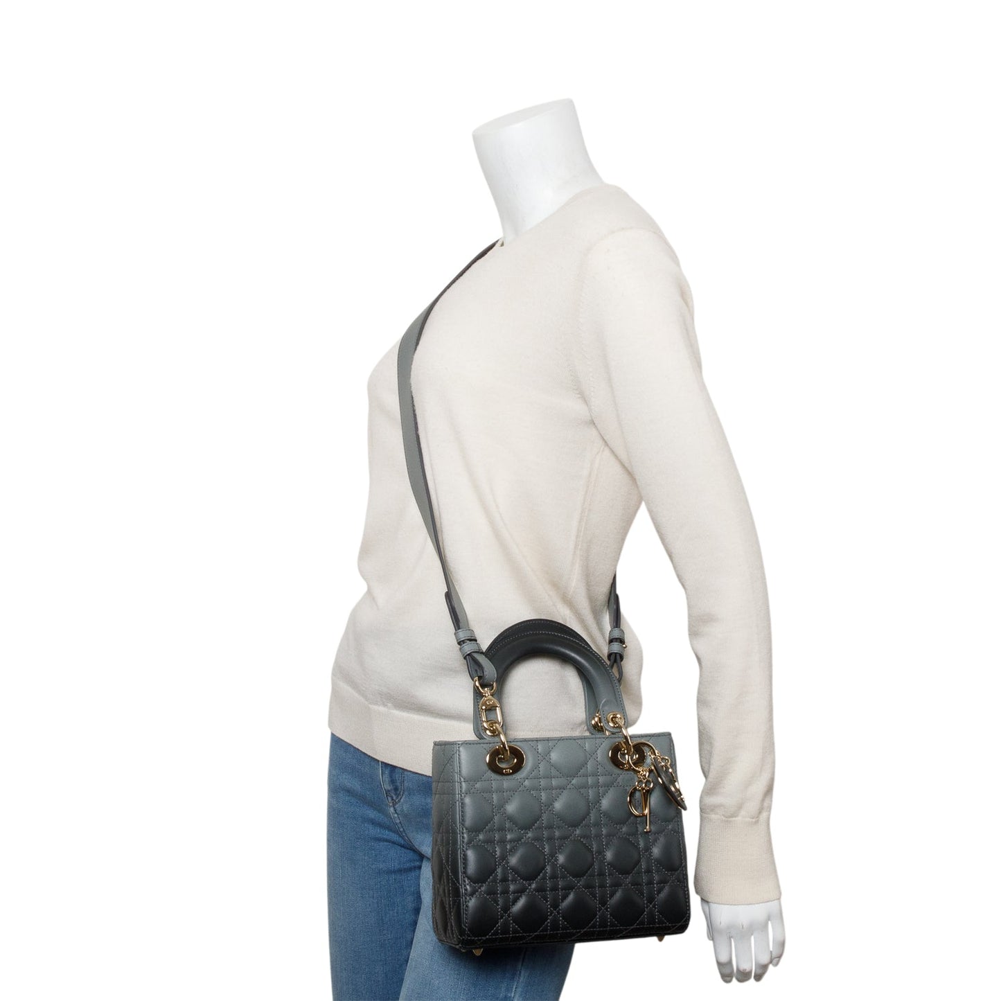 Dior Christian Grey Gradient Cannage Lambskin Lady My Leather Small Travel Bag