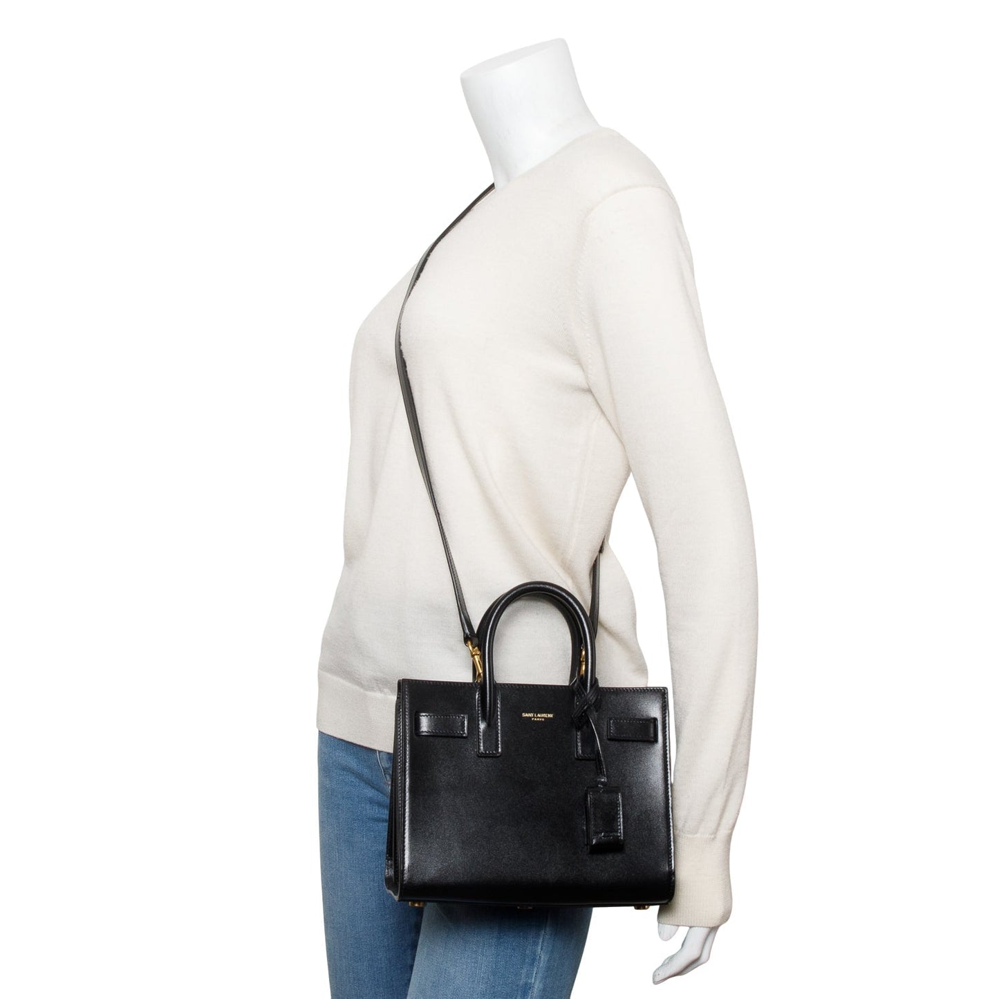 YSL Saint Laurent Smooth Nano Sac De Jour Travel Bag Leather Black