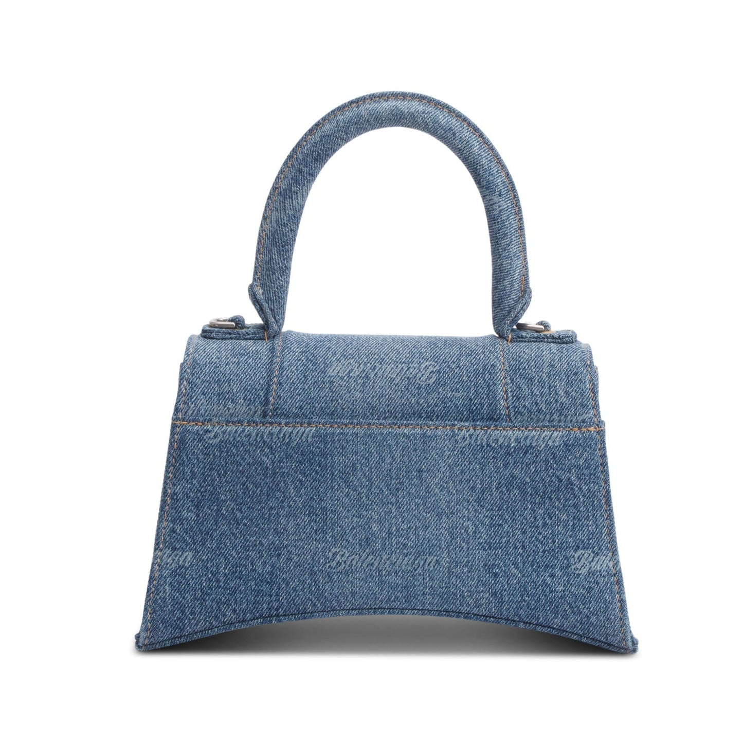 Balenciaga Logo Hourglass Top Handle Bag Denim Blue Travel Bag