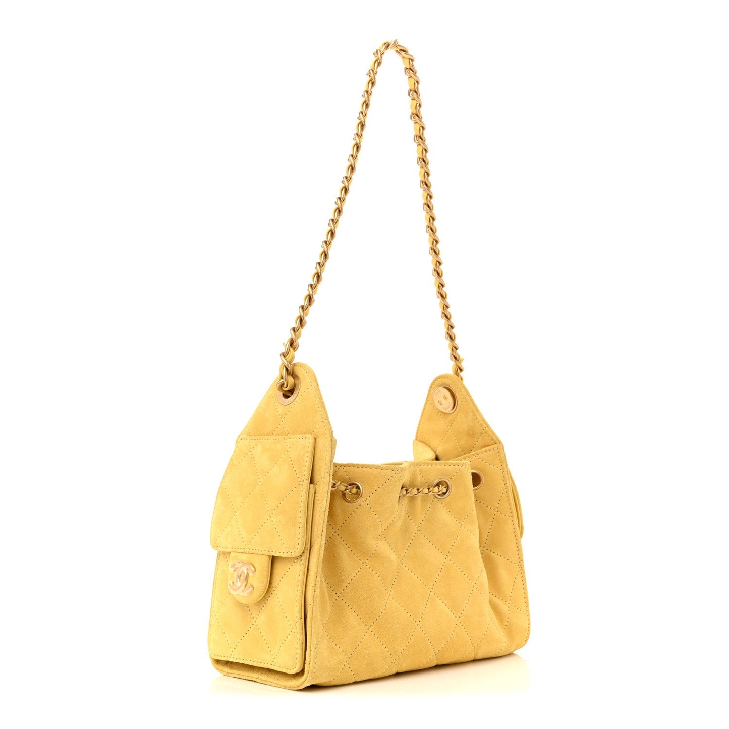 Suede Quilted Mini 25 Handbag Yellow Classic