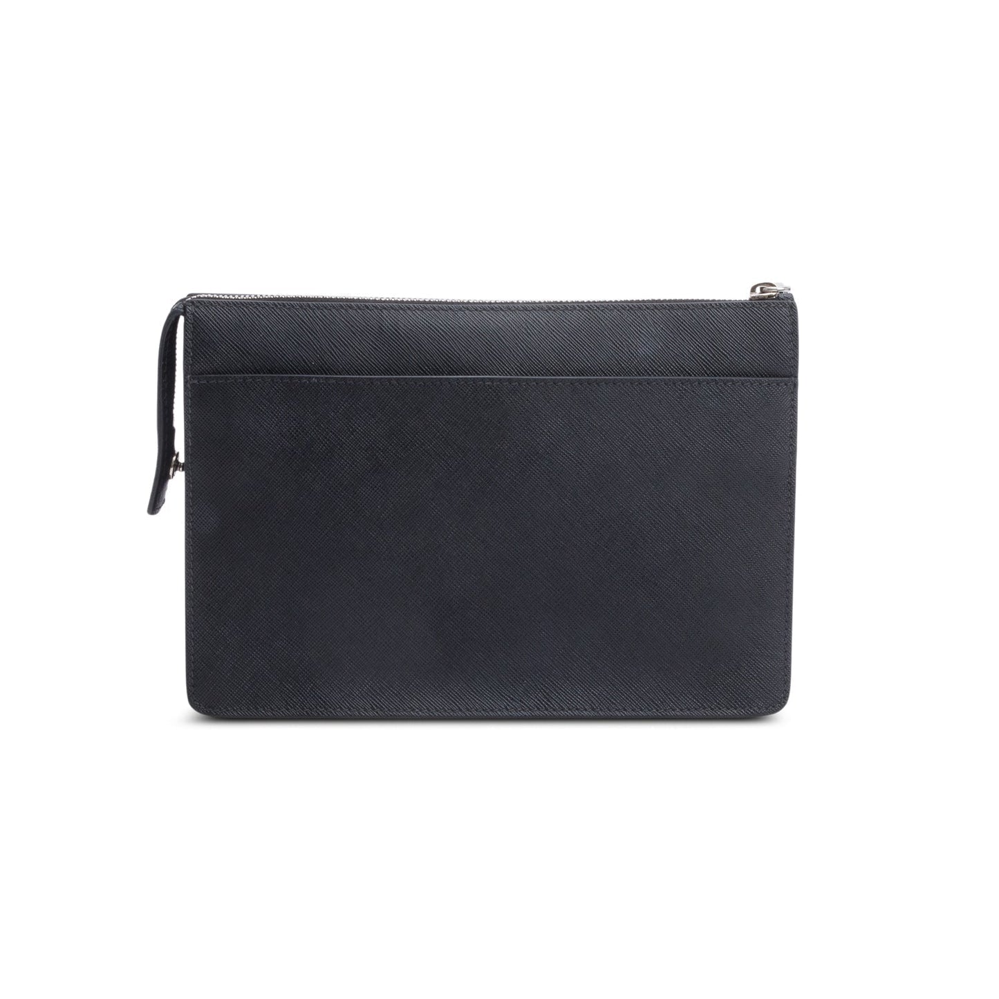 Prada Saffiano Pouch Handbag Leather Black Travel Bag Pouch Handbag