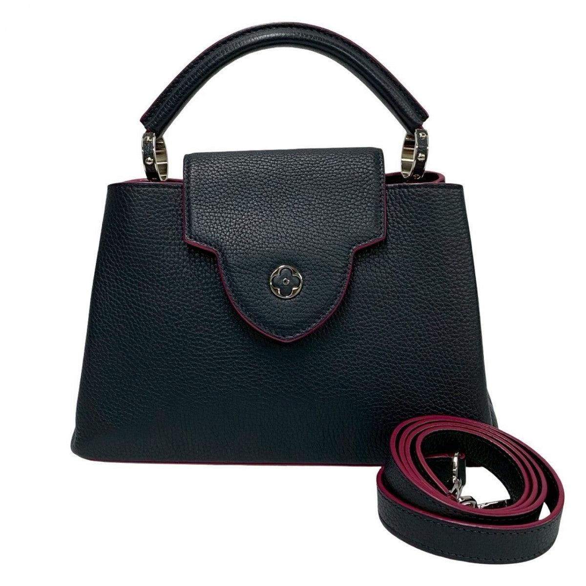 Louis Vuitton M42245 Taurillon Clemence Capsine BB Leather Navy Hat