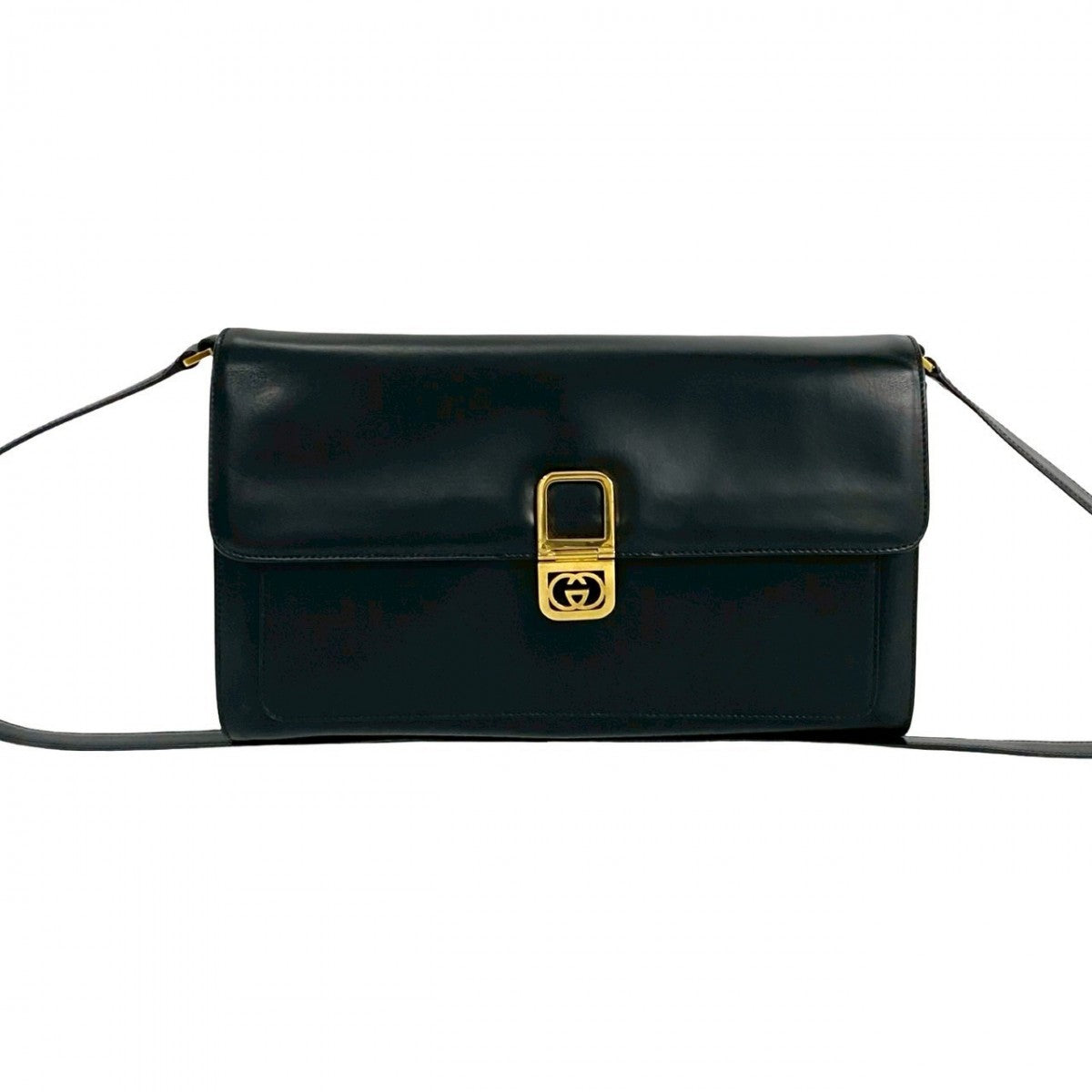 Gucci GG logoMetal Leather Black Shoulder Bag