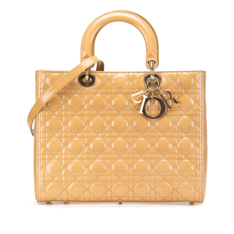 Dior Lady Cannage 2Way Bag Leather Patent Travel Bag