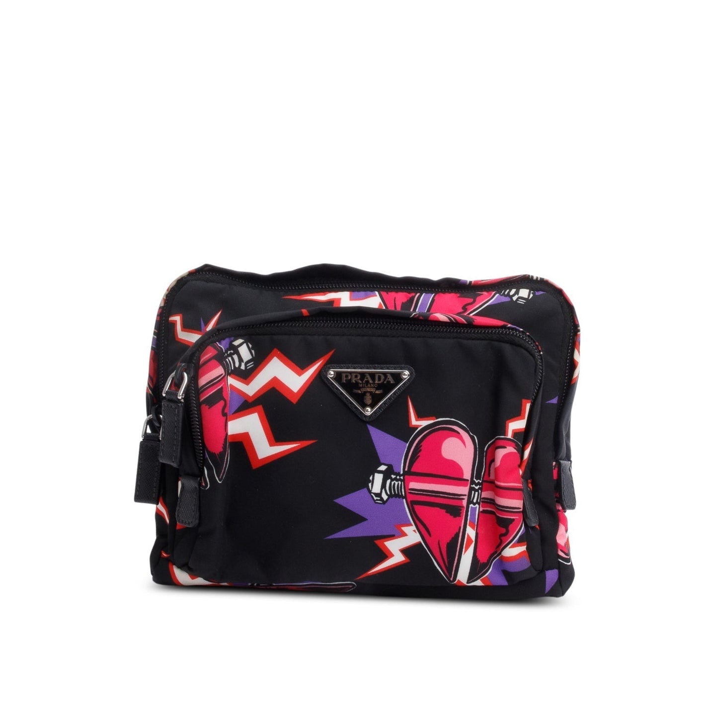 Prada X Universal Studios Multicolor Tessuto Frankenstein Heart Nylon Black Travel Bag