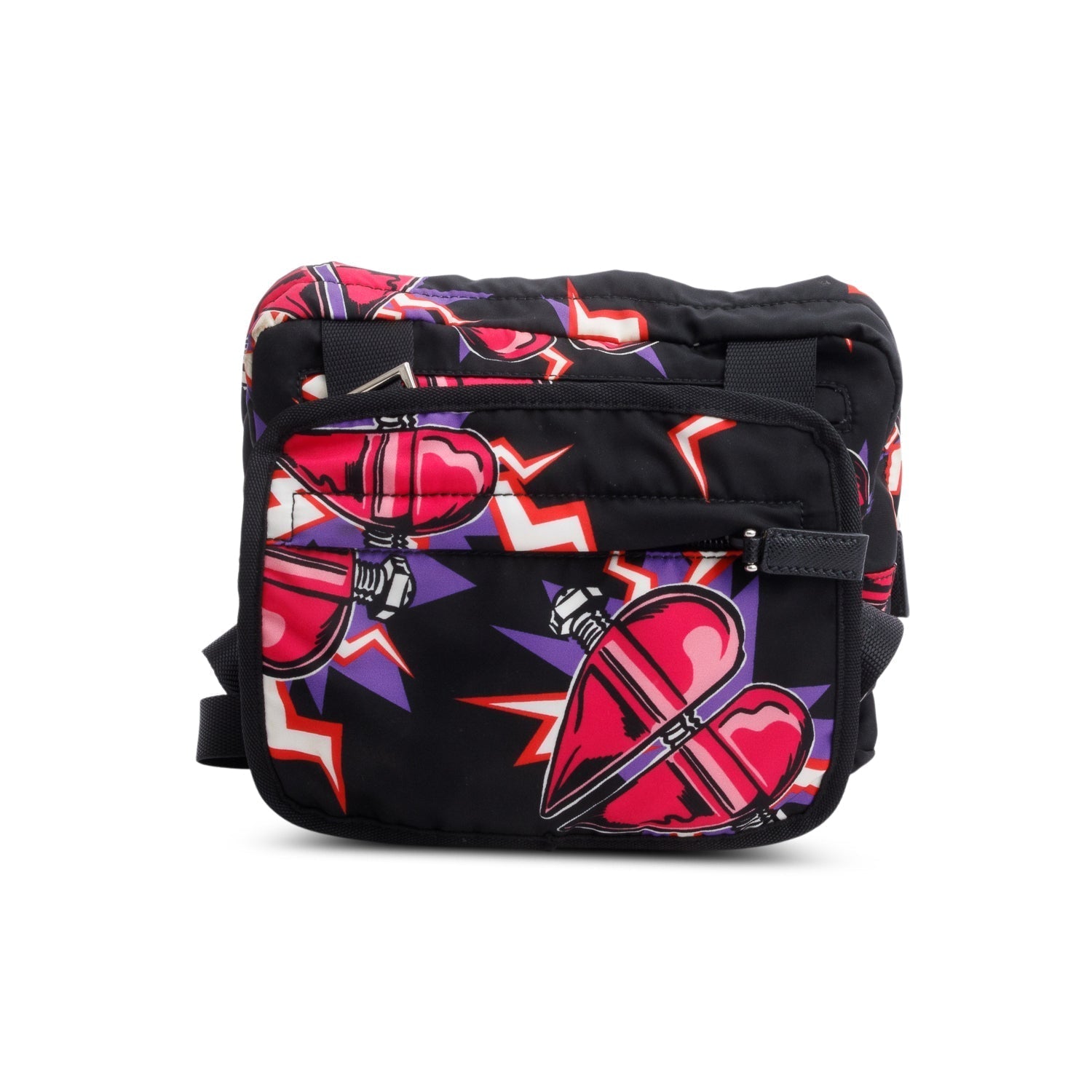Prada X Universal Studios Multicolor Tessuto Frankenstein Heart Nylon Black Travel Bag