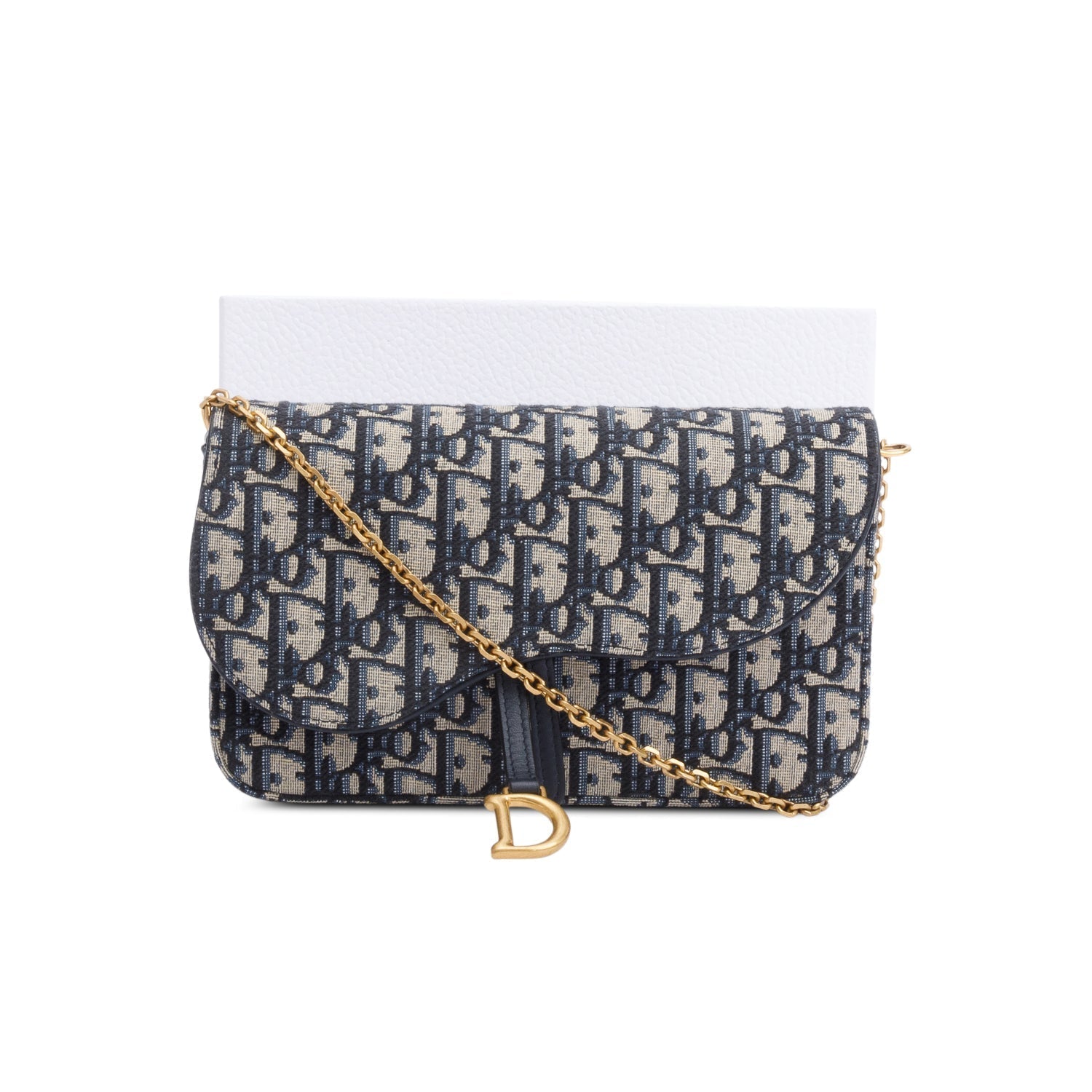 Dior Christian Oblique Jacquard Saddle Pouch With Handbag Medium Chain Travel Bag