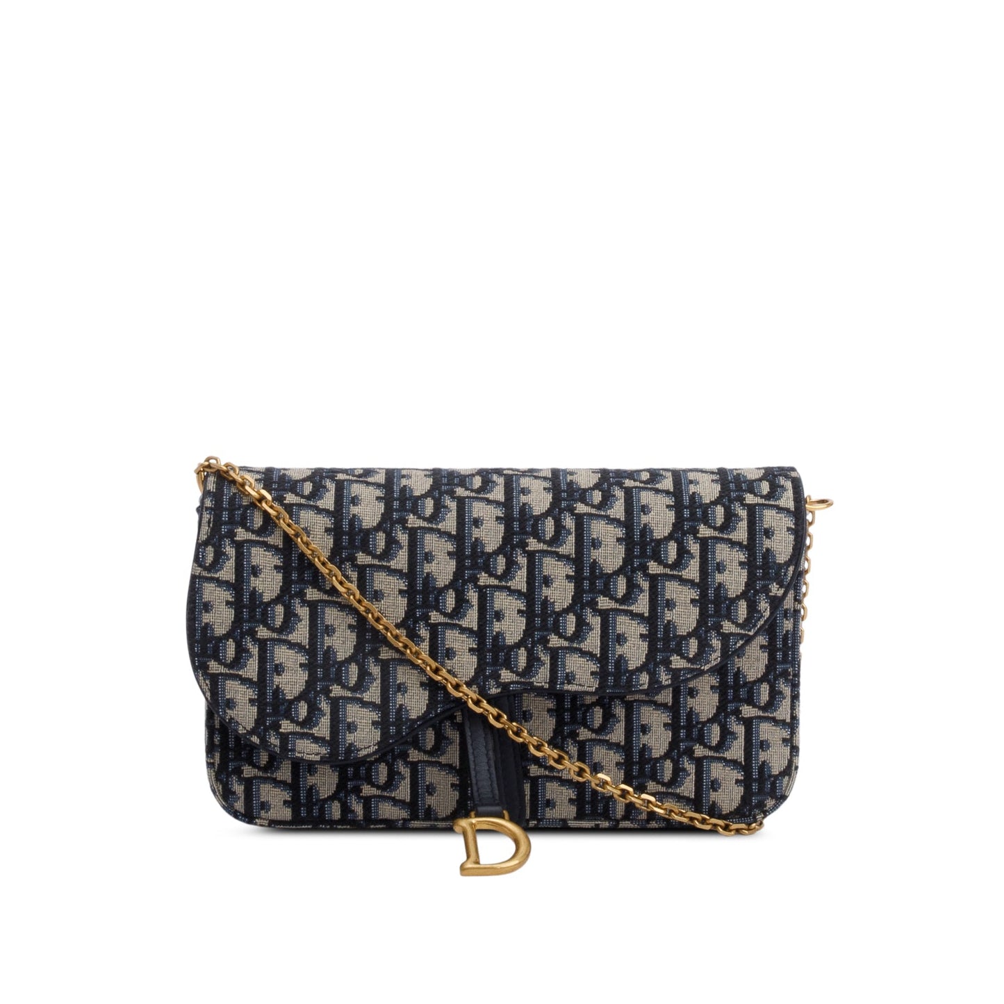 Dior Christian Oblique Jacquard Saddle Pouch With Handbag Medium Chain Travel Bag