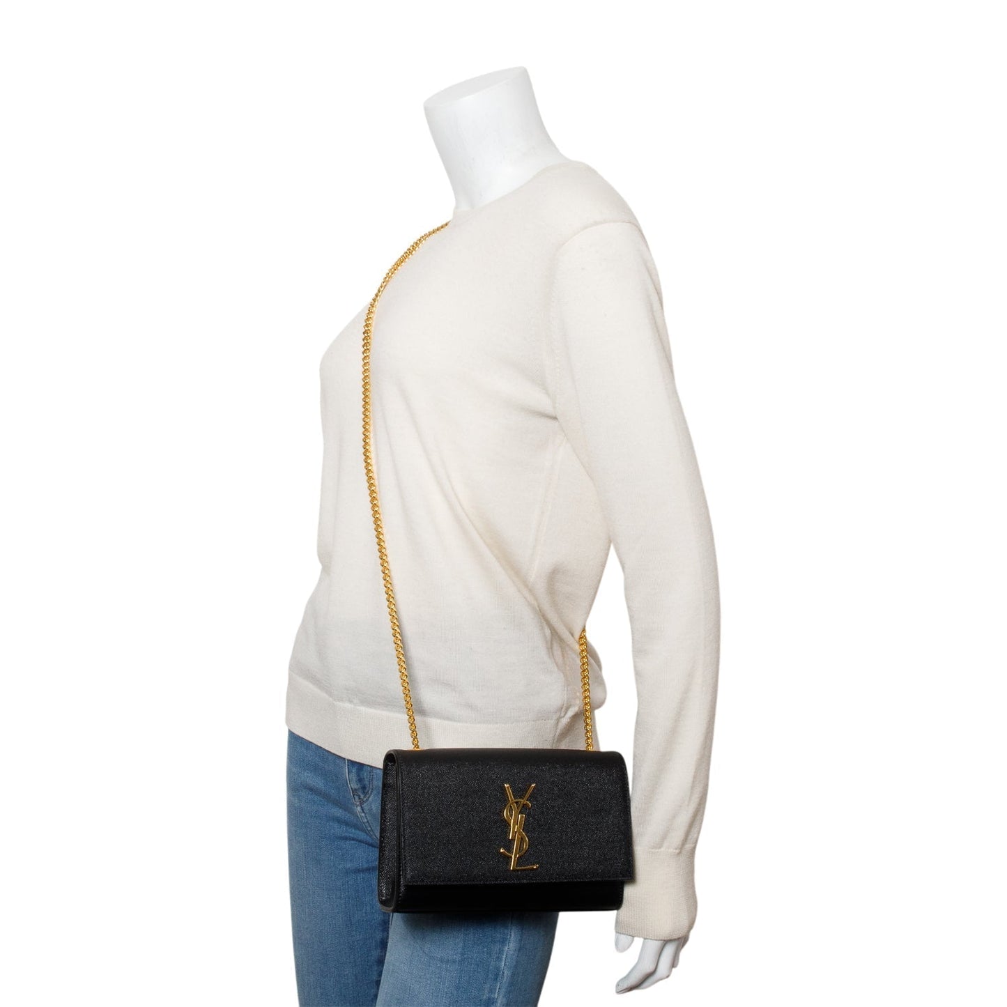 YSL Saint Laurent Grain De Poudre Small Kate Bag Leather Monogram Travel Bag Box 62969