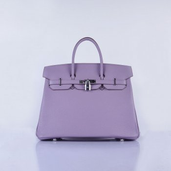 Hermes Luxury Birkin Cm Togo Handbags Light Purple Leather Silver Travel Bag