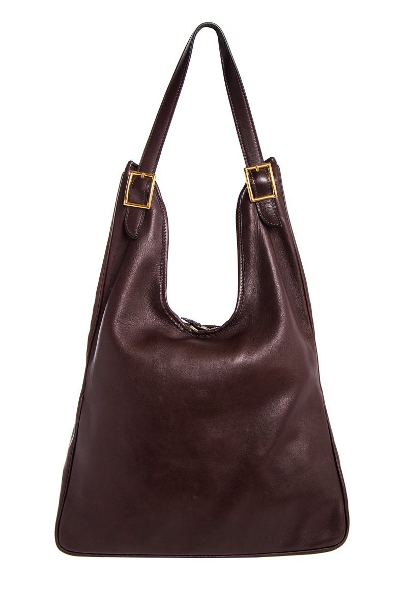 Hermes Luxury Hobo Handbag Leather Brown Travel Bag