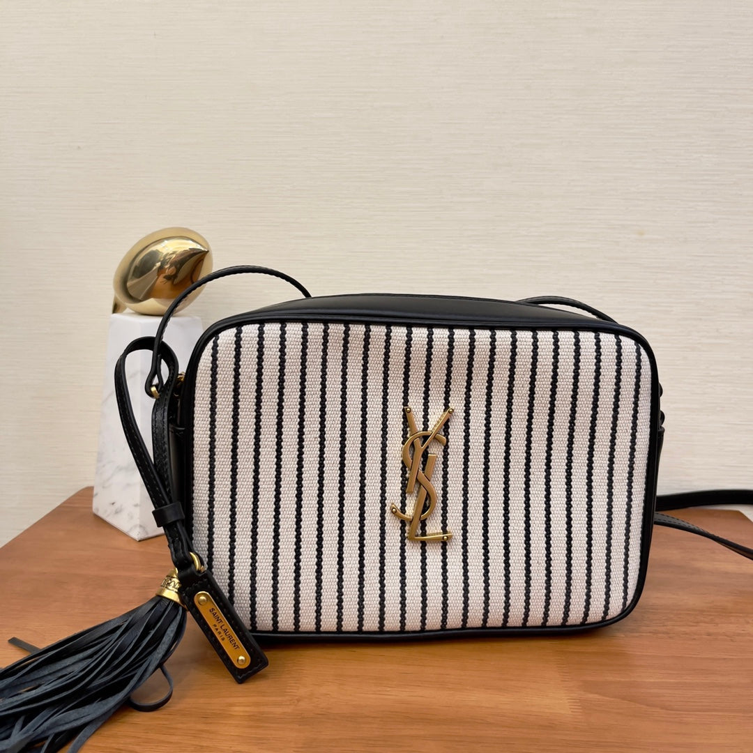 YSL Saint Laurent YSL Top Quality Lou Camera Bag In Canvas Black Crossbody Bag