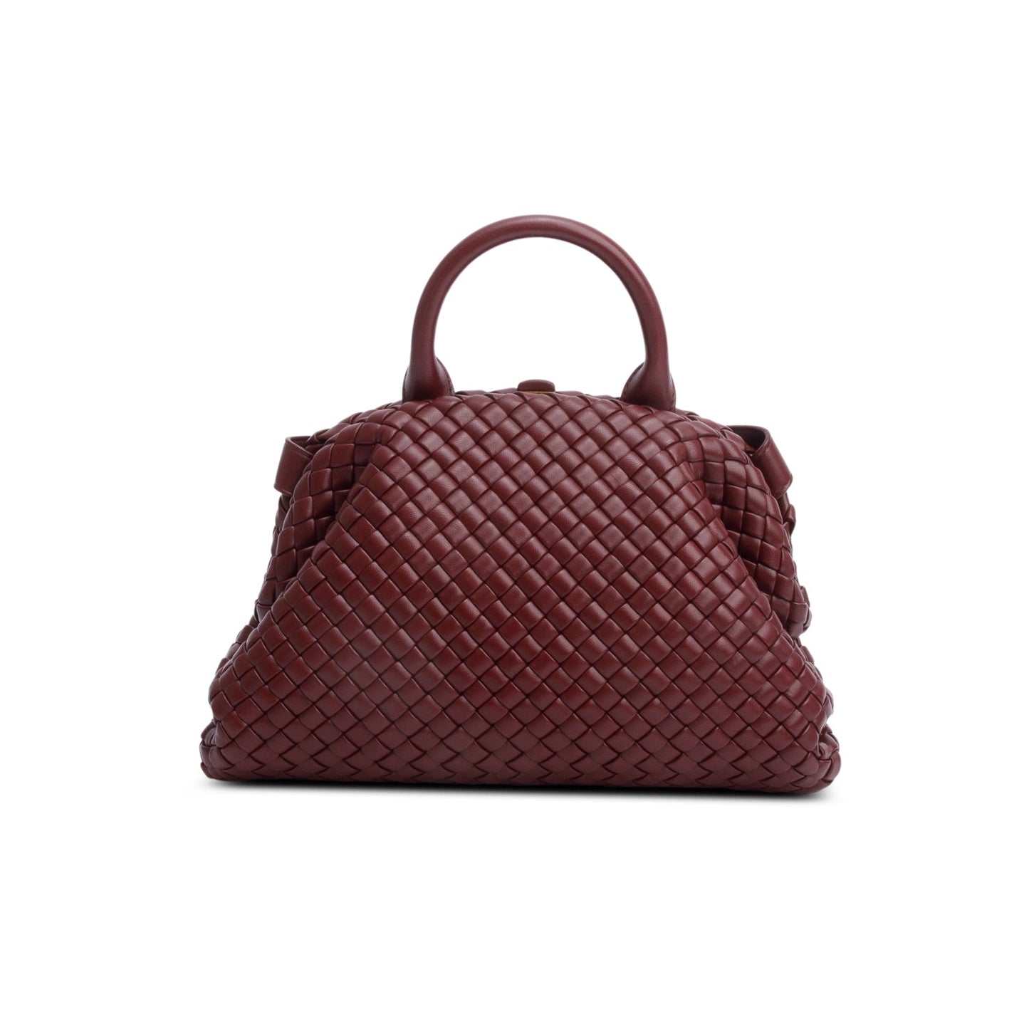Bottega Veneta Burgundy Intrecciato Top Handle Bag Small Travel Bag