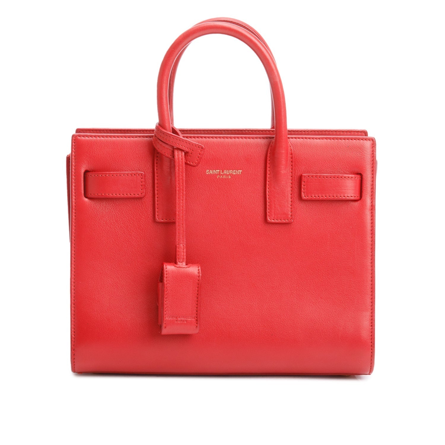 YSL Saint Laurent Smooth Nano Sac De Jour Travel Bag Leather Red