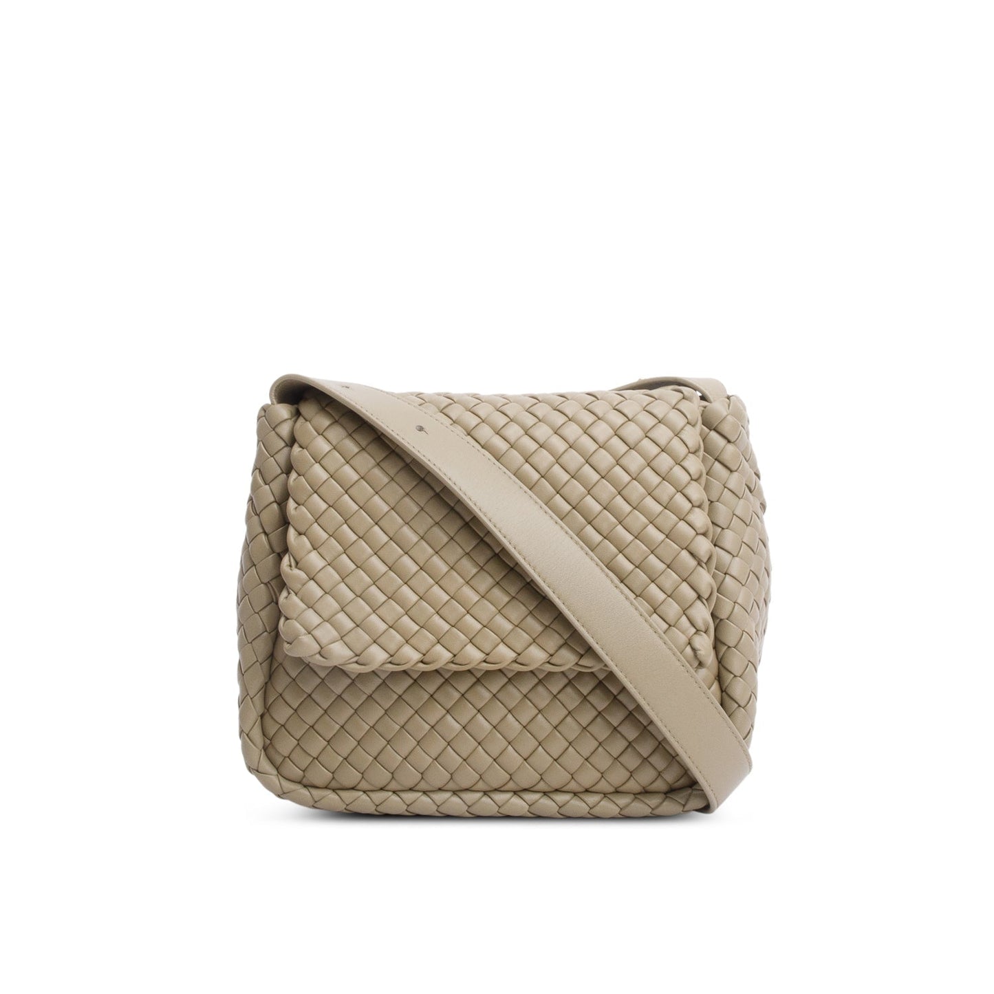 Bottega Veneta Grey Intrecciato Cobble Shoulder Bag Leather Medium