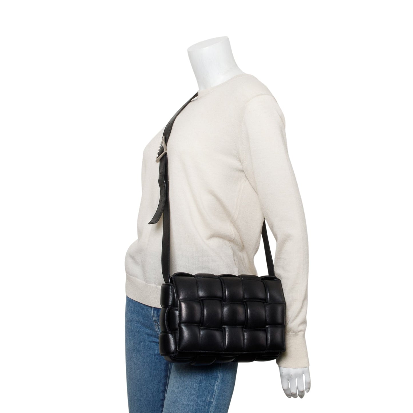 Bottega Veneta Lambskin Classic Padded Cassette Bag Leather Black Travel Bag