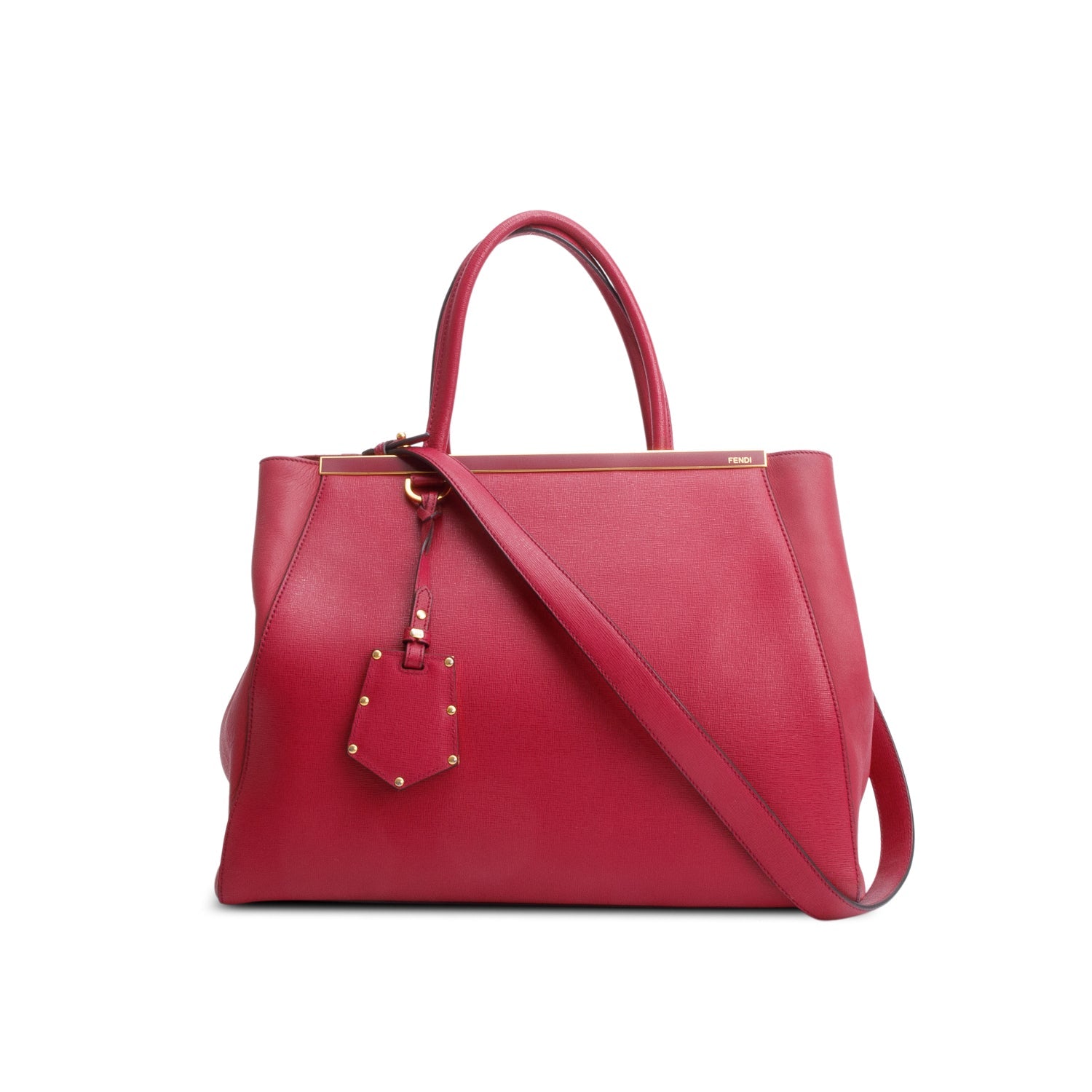 Fendi Vitello Elite 2Jours Tote Leather Red Tote Bag