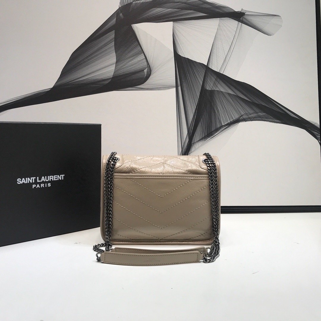 YSL Saint Laurent Niki Shoulder Bag Monogram Chain Beige For Women