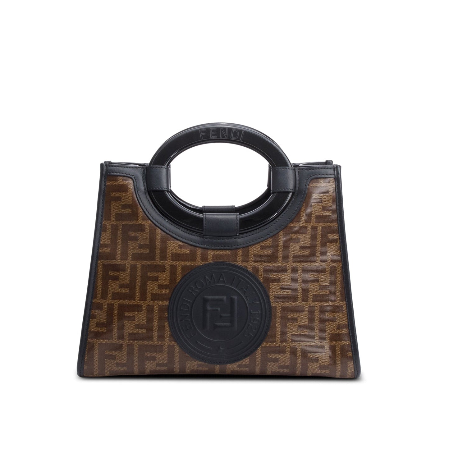 Fendi Ff Zucca Glazed Plexiglass Runaway Bag Tote Canvas Brown Tote Bag