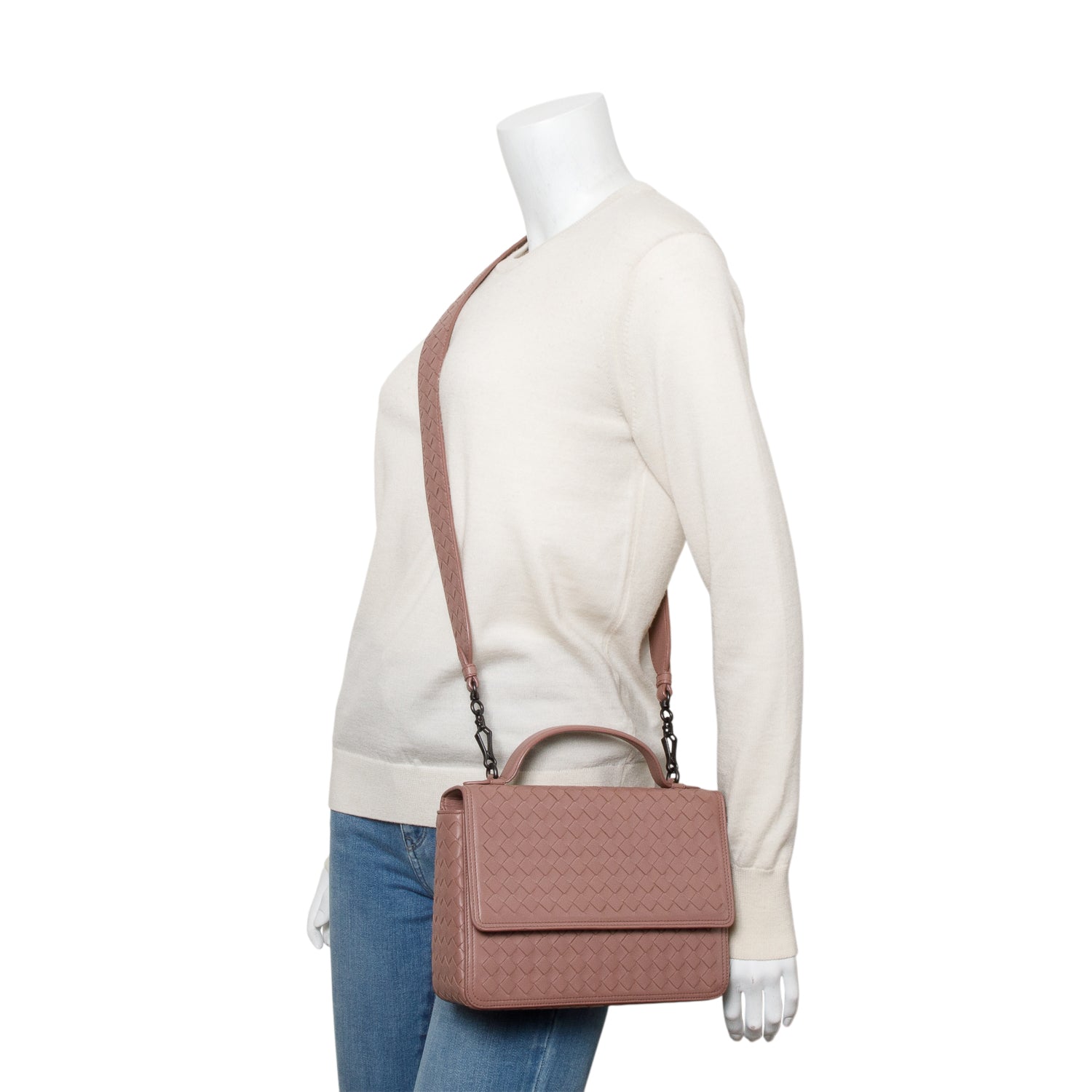Bottega Veneta Intrecciato Alumna Shoulder Bag Leather Pink