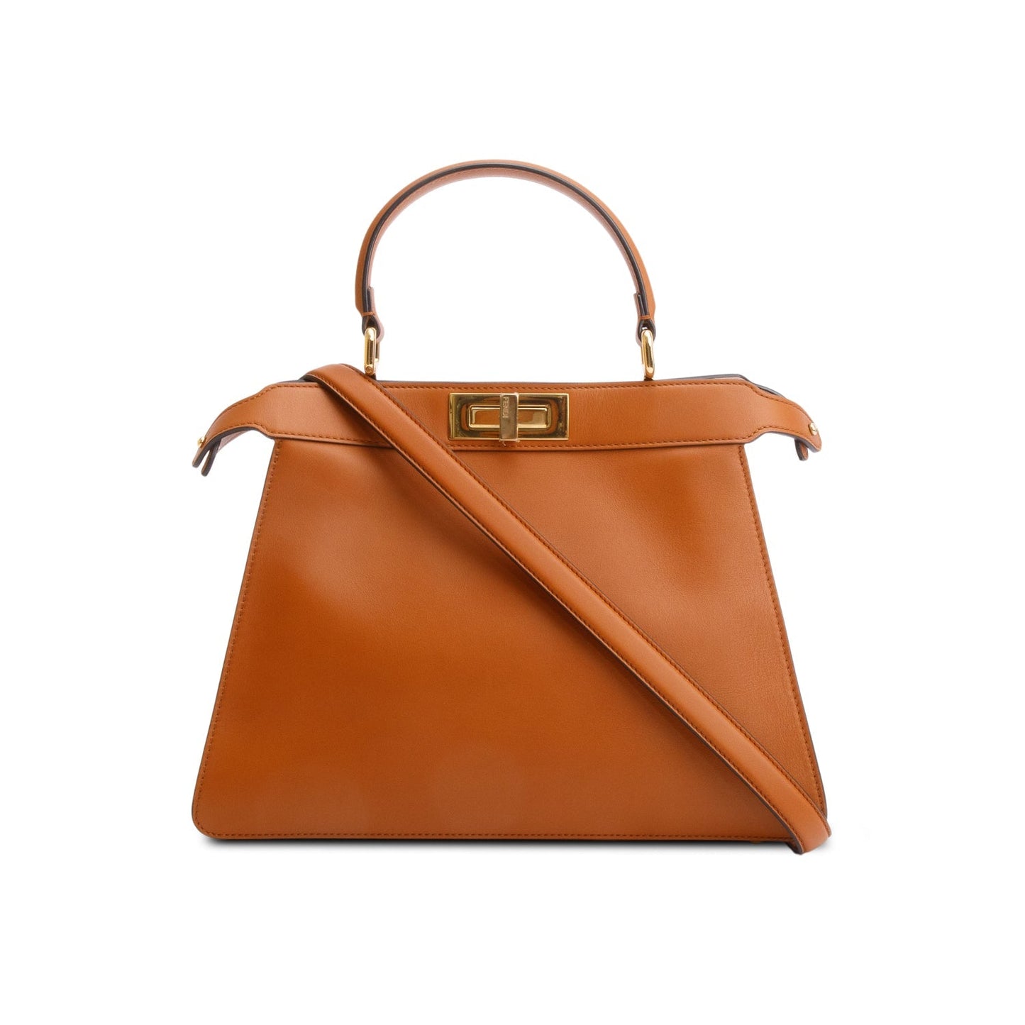 Fendi Calfskin Peekaboo Iseeu Bag Leather Brown Travel Bag