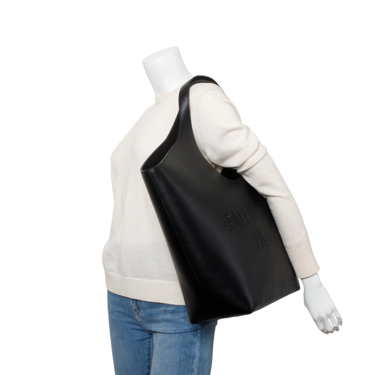 Balenciaga Calfskin Mary Kate Tote Leather Black Tote Bag