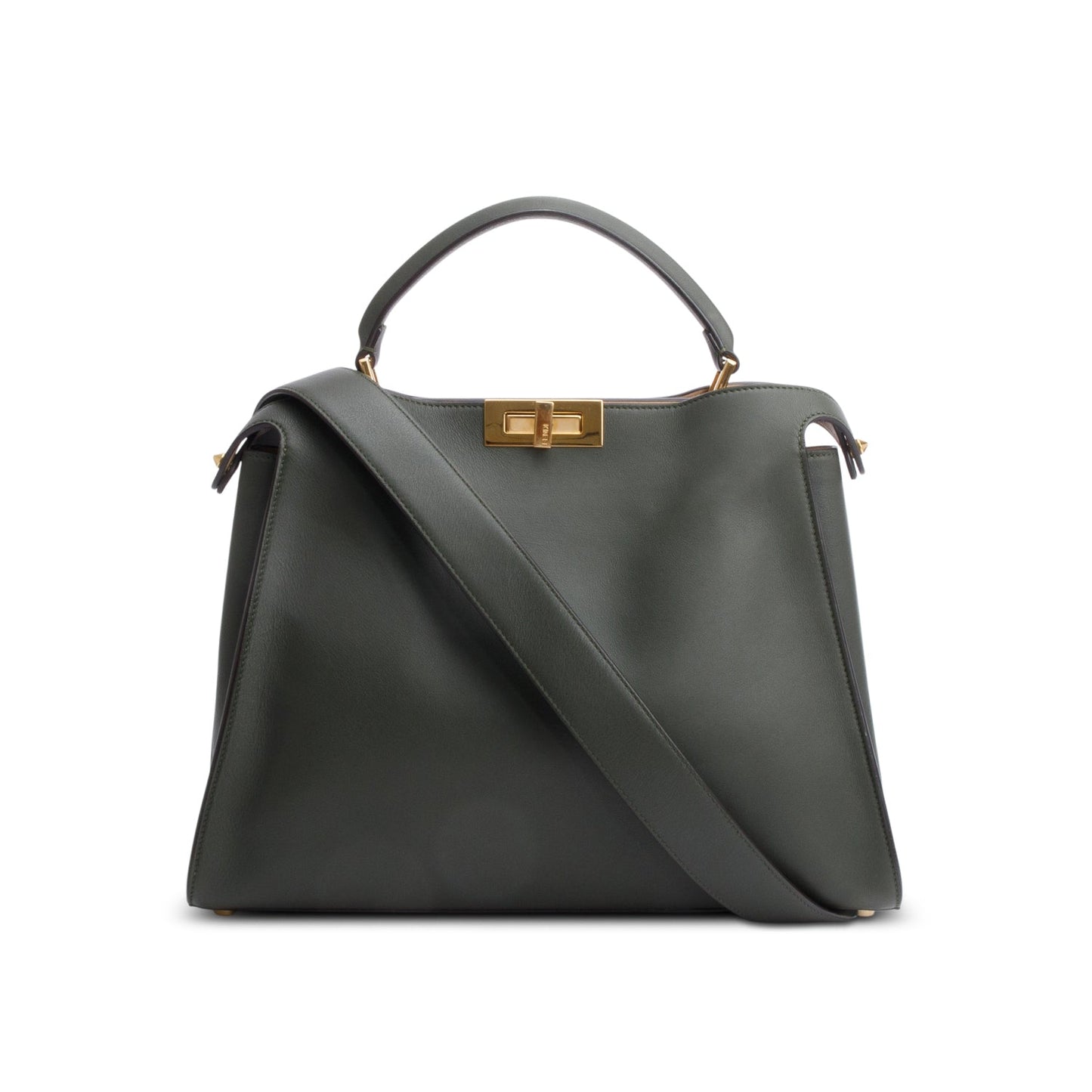 Fendi Soft Calfskin Peekaboo Bag Leather Green Travel Bag