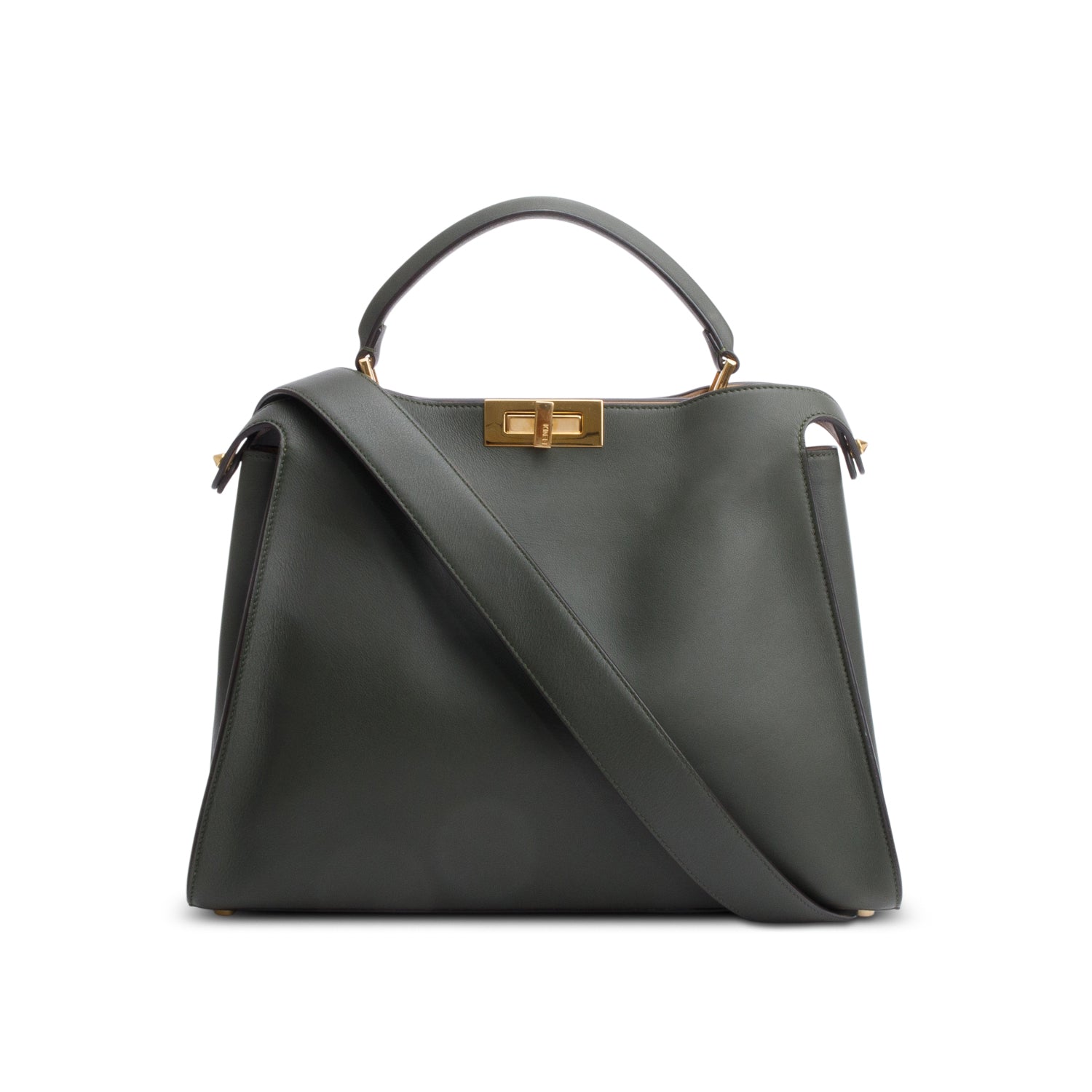 Fendi Soft Calfskin Peekaboo Bag Leather Green Travel Bag