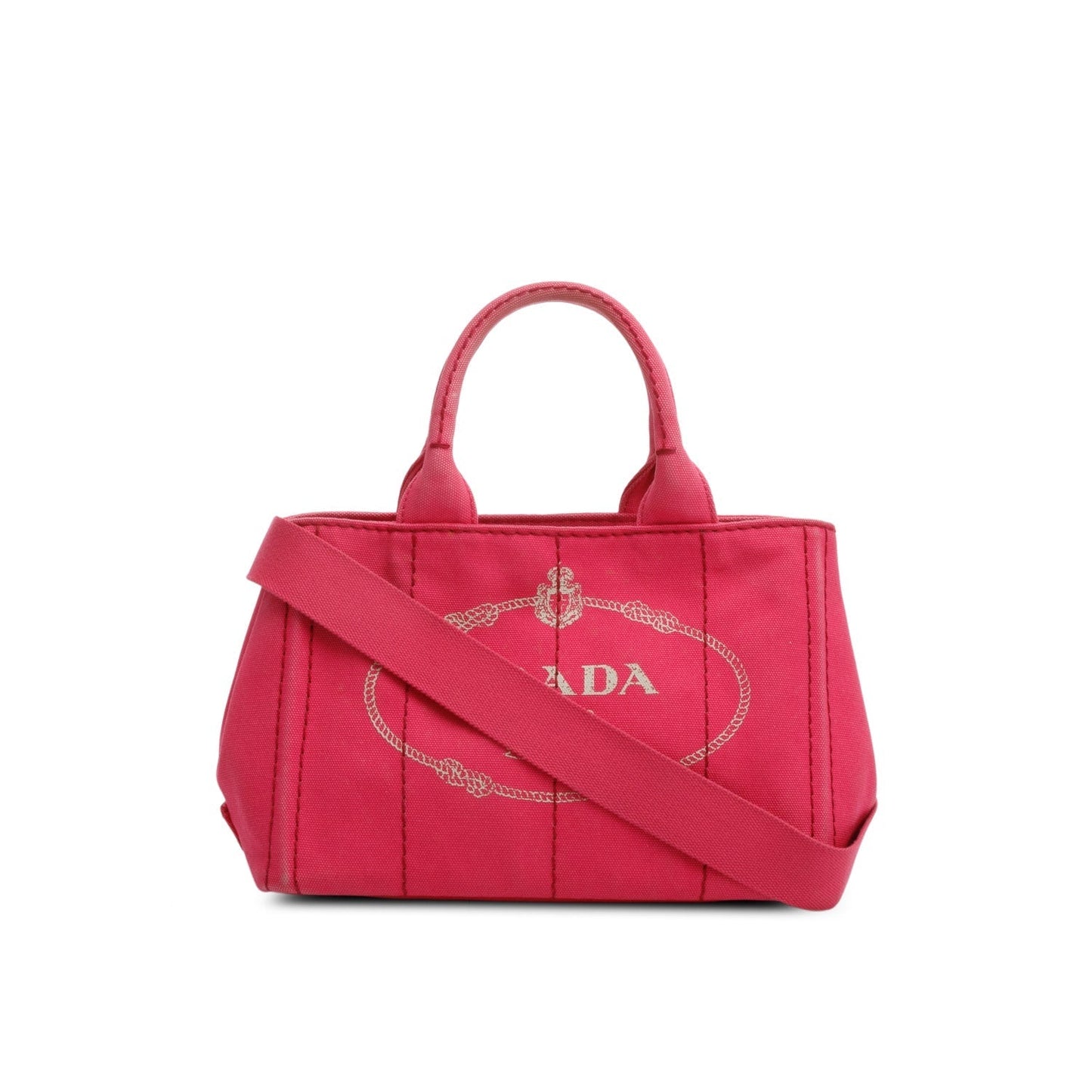 Prada Canapa Logo Tote Handbag Canvas Pink Tote Bag