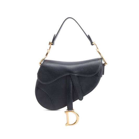 Dior Christian Calfskin Saddle Bag Leather Black Travel Bag