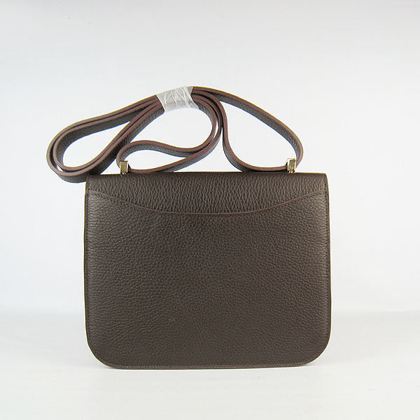 Hermes Luxury Constance Cowskin Bag H Dark Coffee Leather Gold Travel Bag