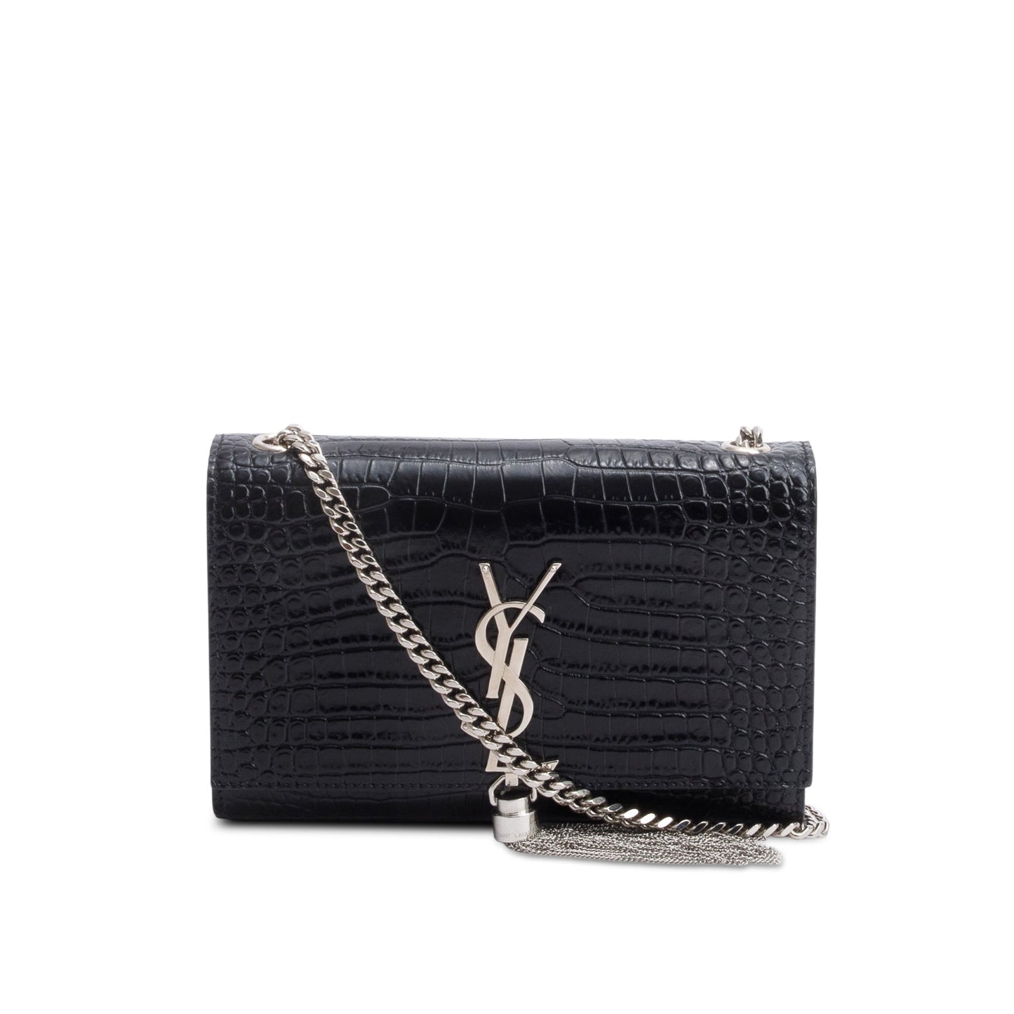 YSL Saint Laurent Crocodile Embossed Small Classic Kate Tassel Chain Leather Monogram Travel Bag Bag 63425