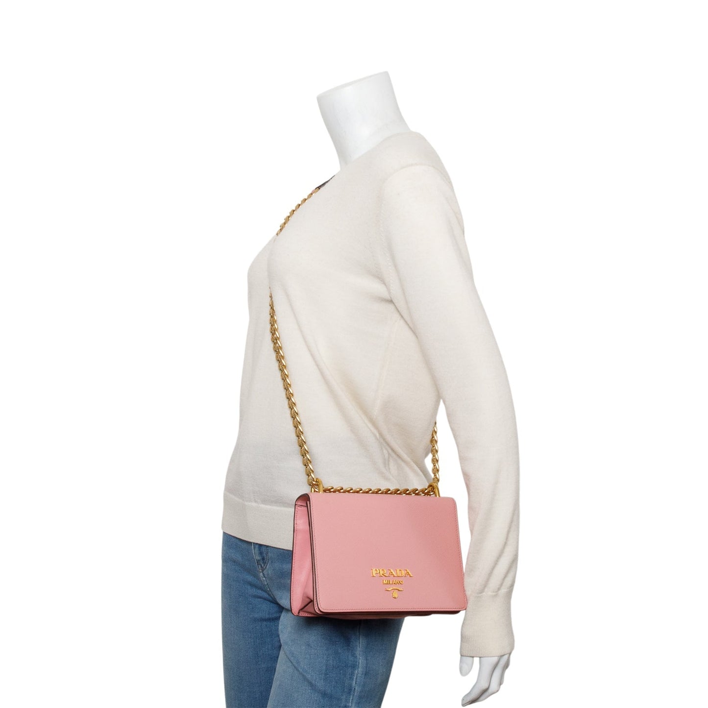 Prada Saffiano Crossbody Bag Leather Pink