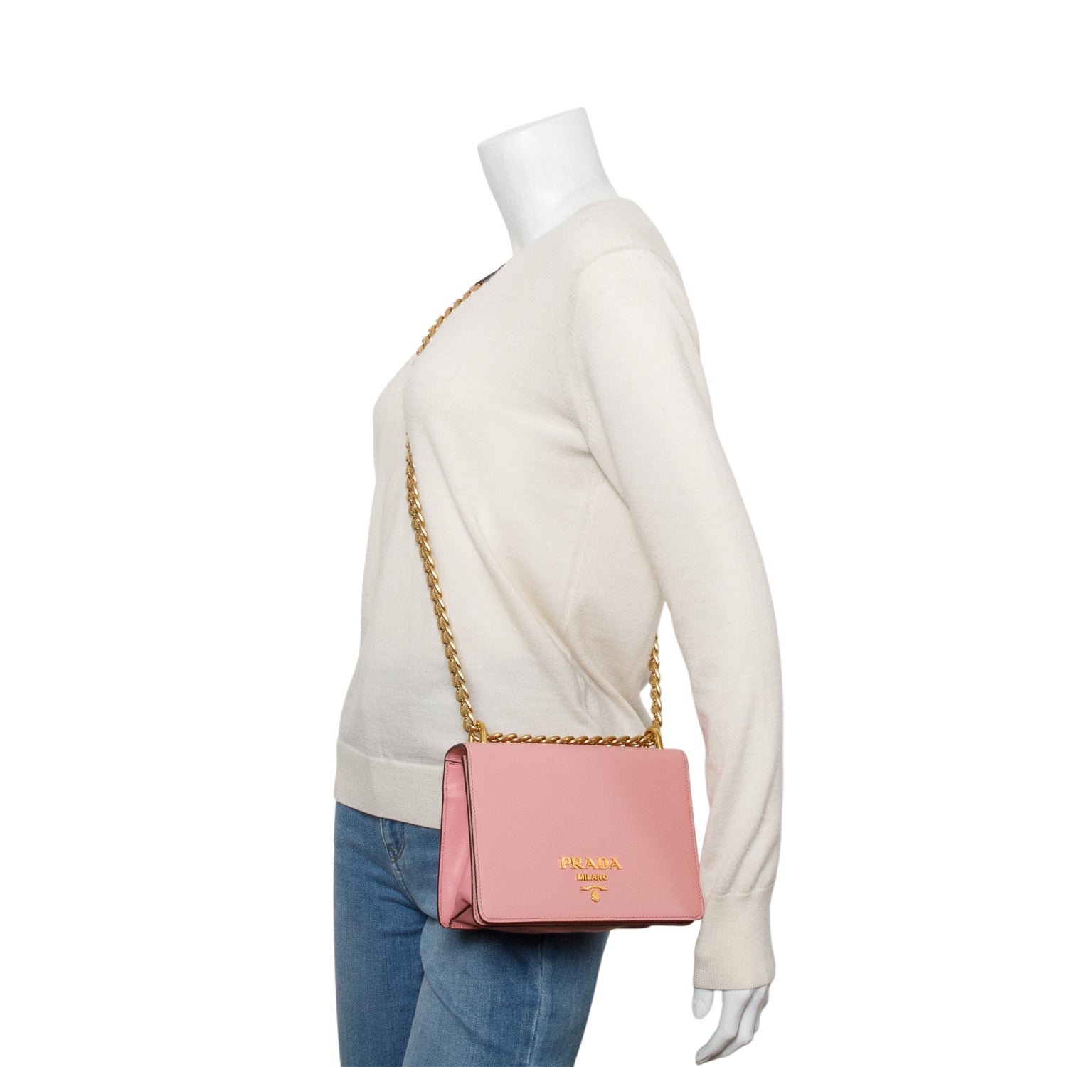 Prada Saffiano Crossbody Bag Leather Pink