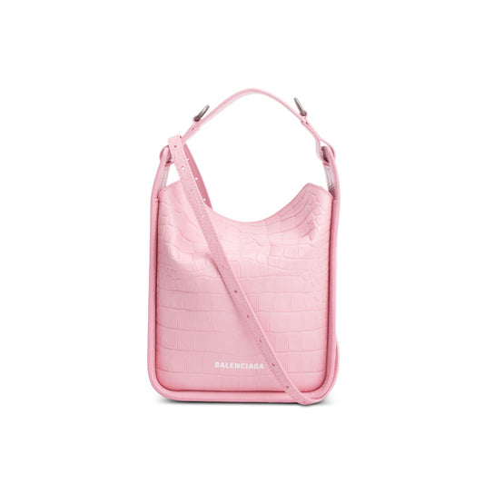 Balenciaga Croc Embossed Tool N S Tote Leather Pink Tote Bag