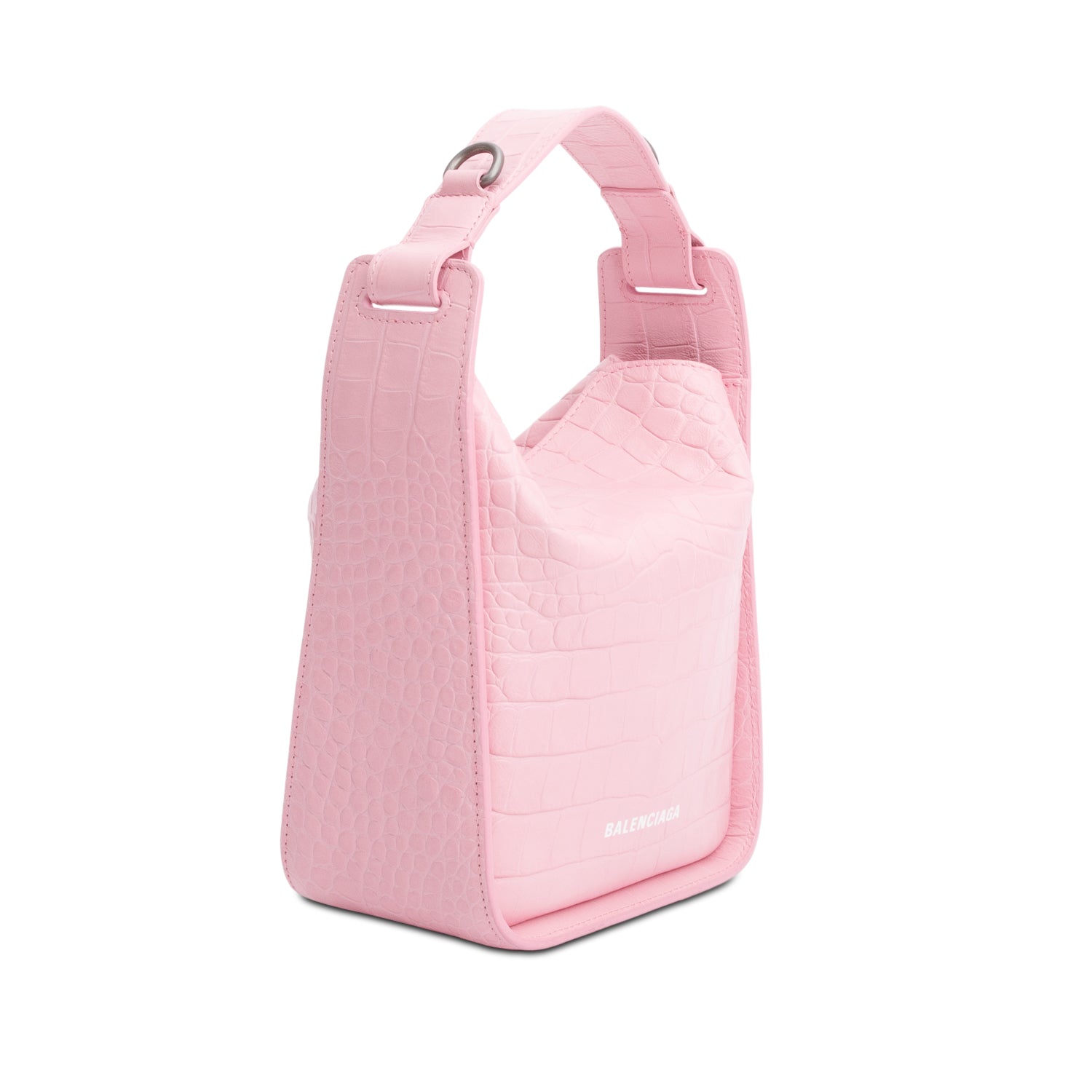 Balenciaga Croc Embossed Tool N S Tote Leather Pink Tote Bag