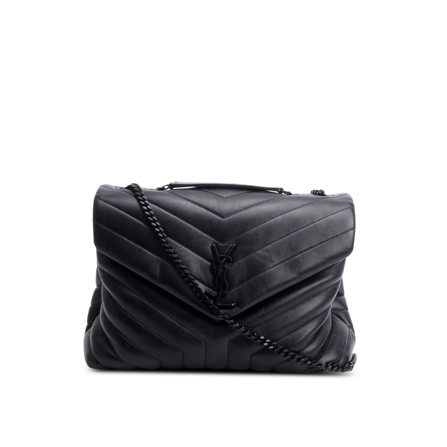 YSL Saint Laurent So Black Medium Loulou Shoulder Bag Leather Quilted