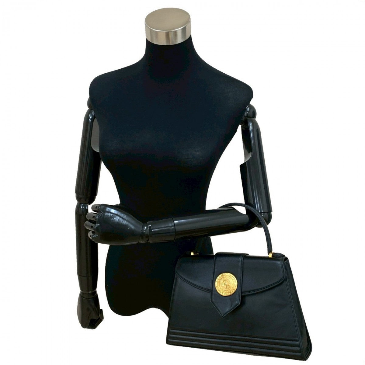 YSL Saint Laurent Yves Handbag Women Leather Metal Black Travel Bag