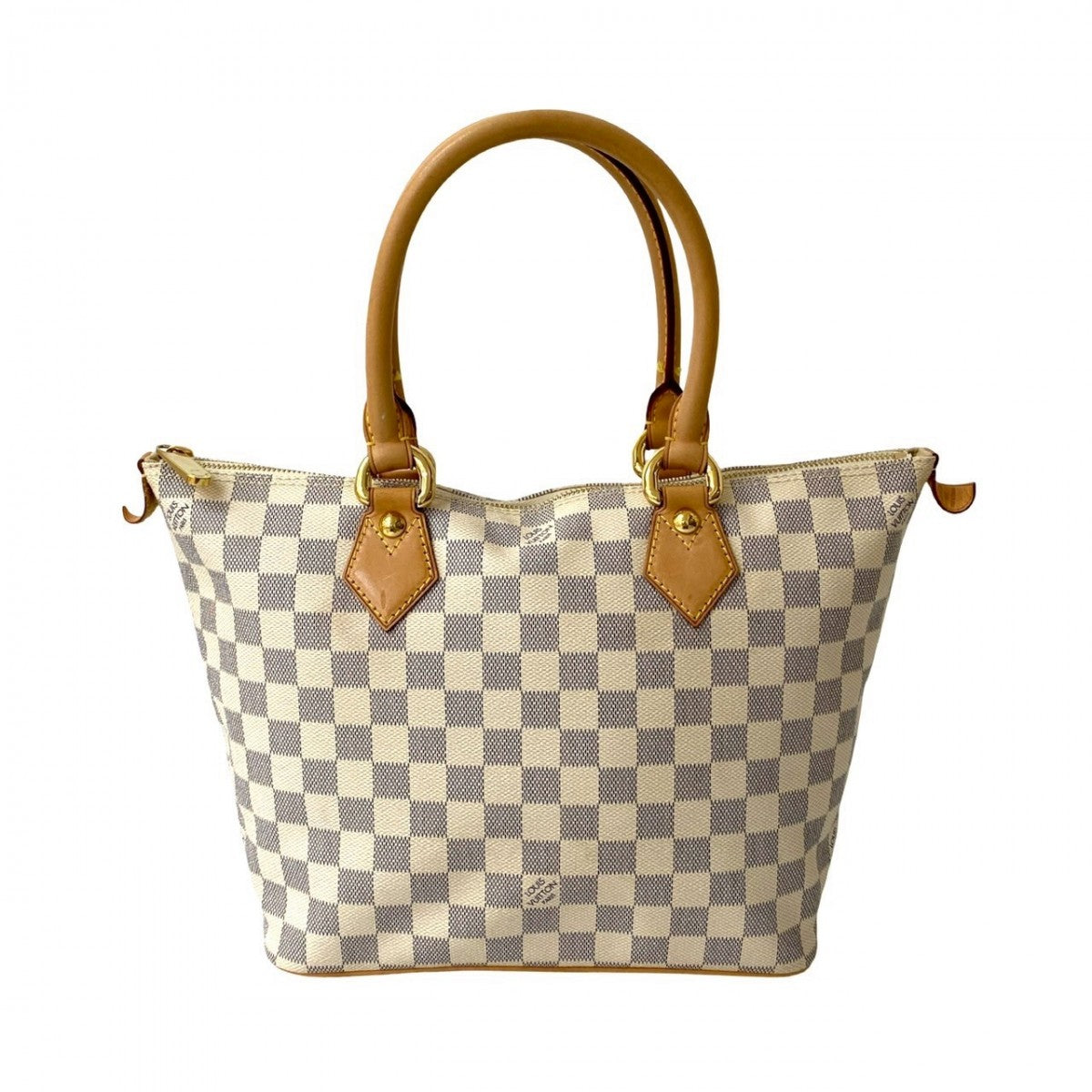 Louis Vuitton N51186 PVC Damier Azur Saleya Leather White Tote Bag