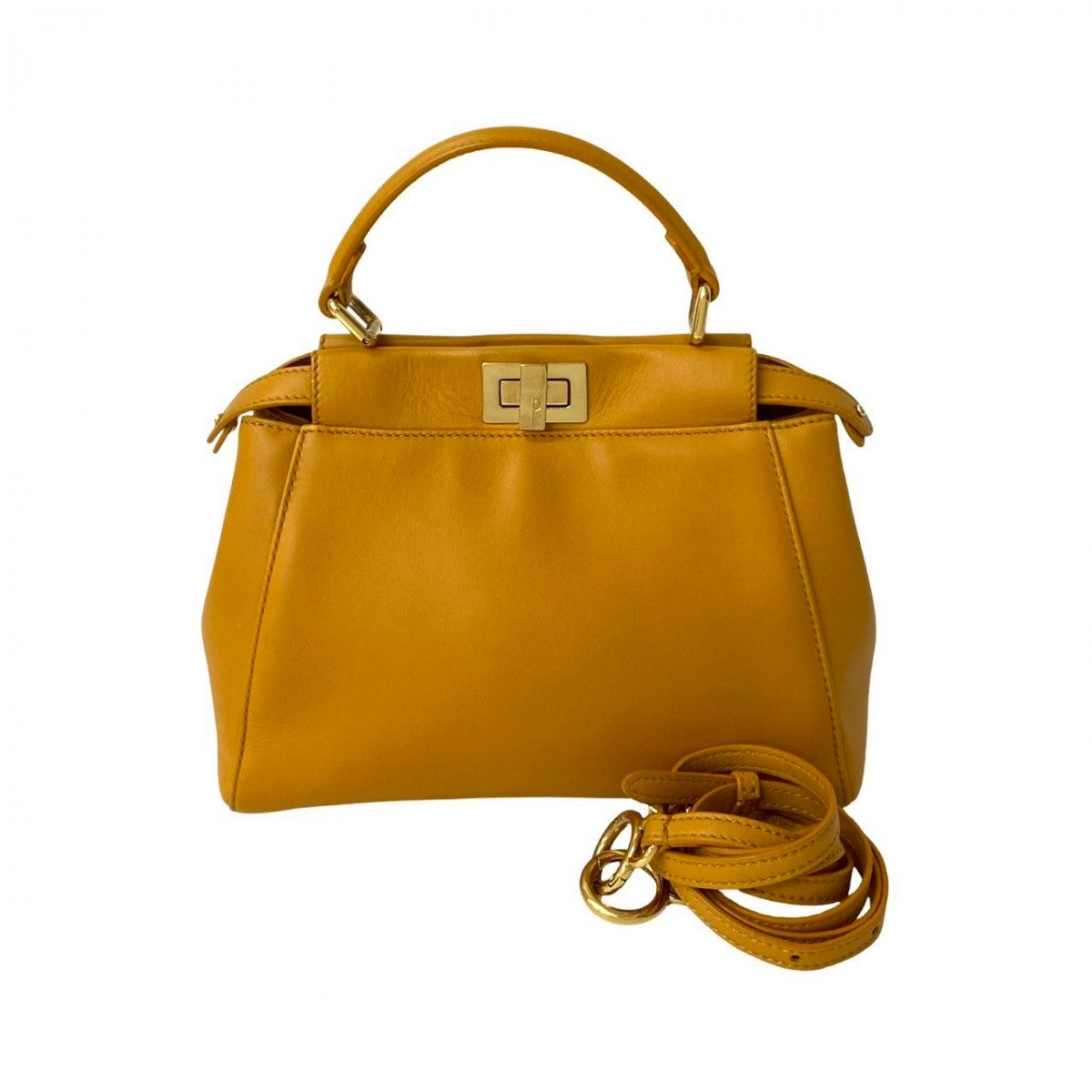 Fendi Shoulder Bag Peek Boo Women Leather Yellow Mini