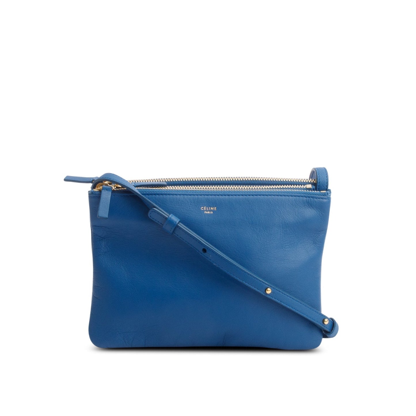 Celine Lambskin Trio Crossbody Bag Blue Small