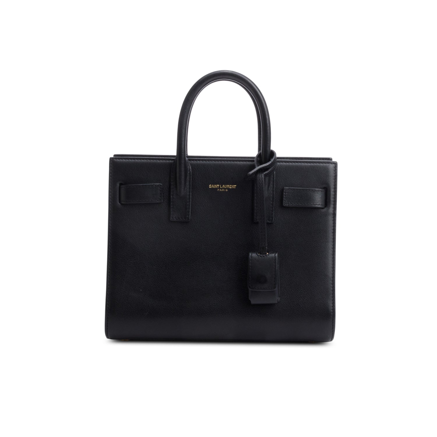 YSL Saint Laurent Calfskin Nano Sac De Jour Travel Bag Leather Black