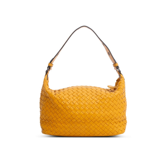 Bottega Veneta Yellow Intrecciato Shoulder Bag Leather